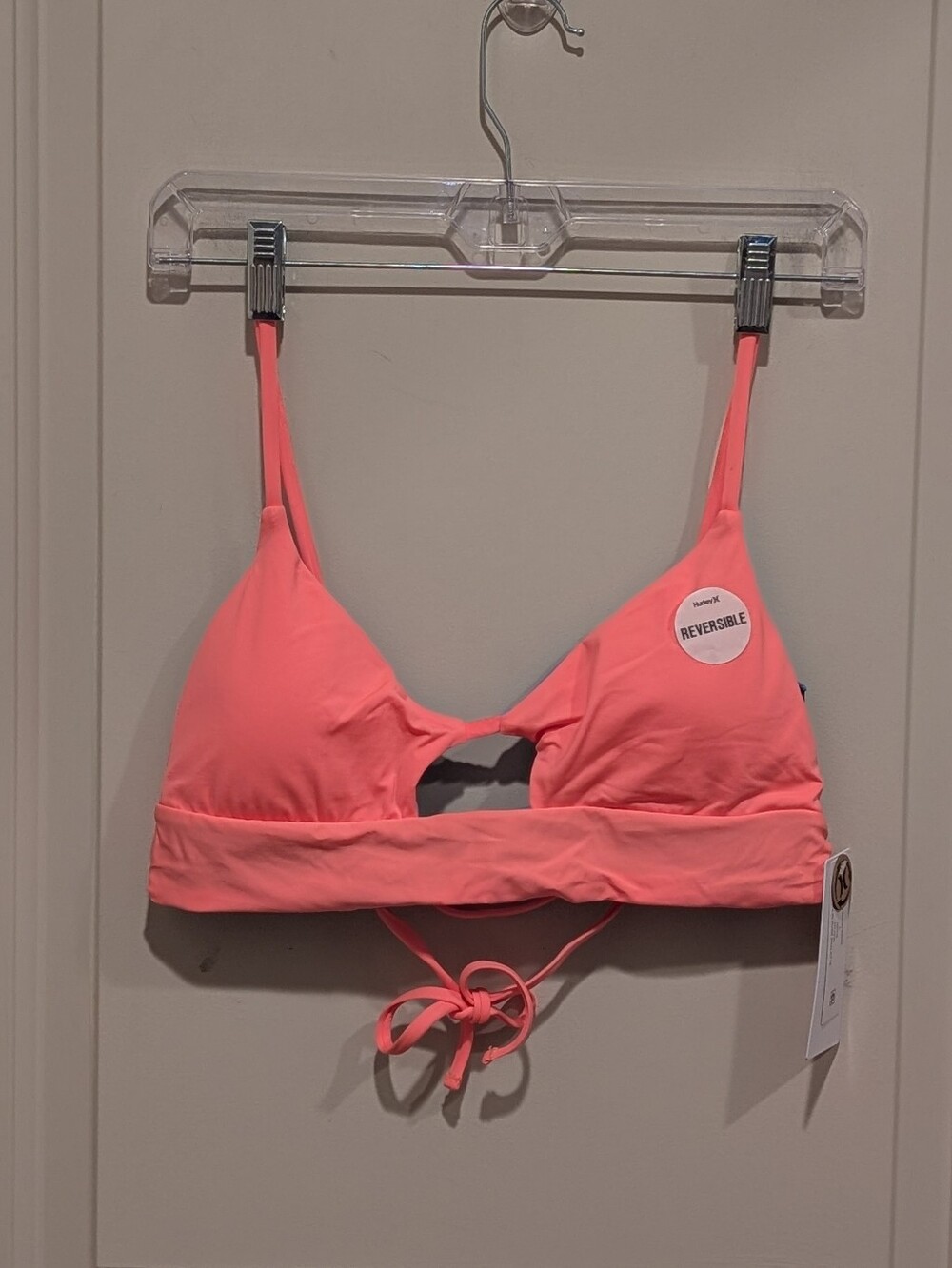 Hurley Coral Pink Reversible Bikini Bralette Large